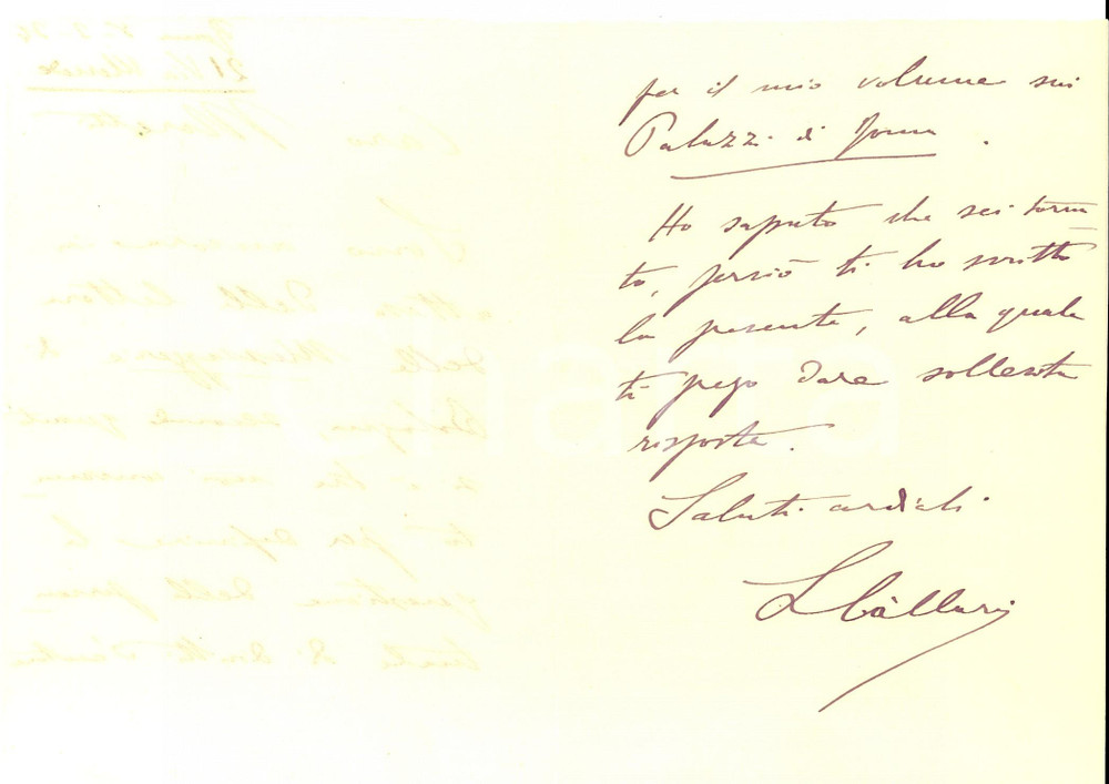 Manoscritto, lettera originale 1934 ROMA Luigi CALLARI sui diritti d autore del suo Palazzi di Roma AUTOGRAFO 1