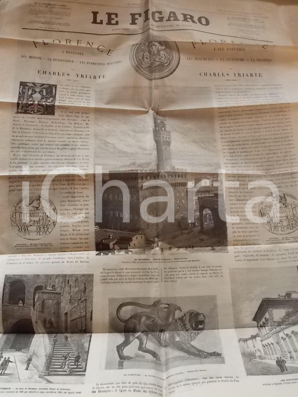 Giornale, rivista storica 1880 LE FIGARO FLORENCE par Charles YRIARTE Supplement artistique du lundi 1