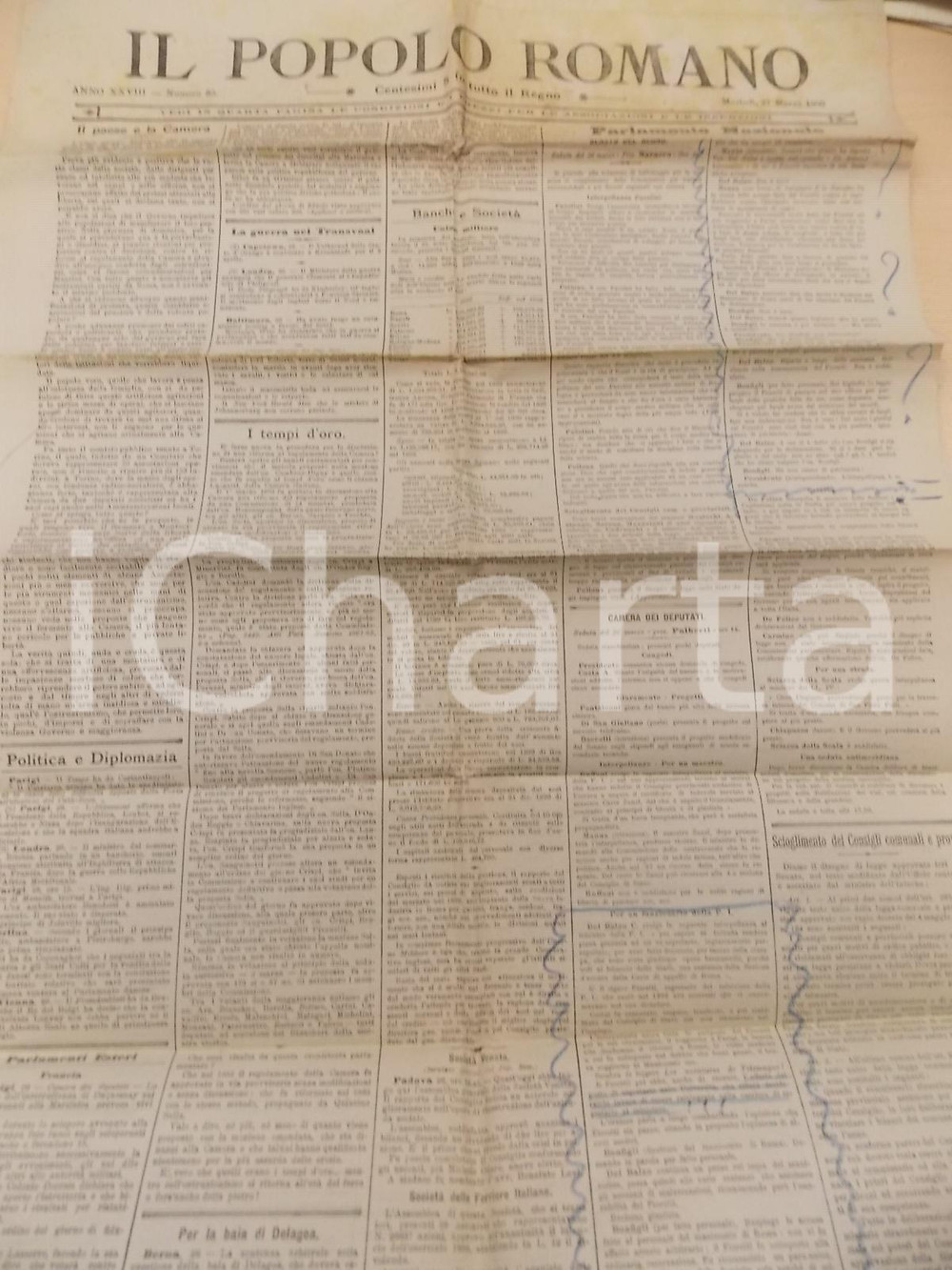 Giornale, rivista storica 1900 IL POPOLO ROMANO Risultati dell UNIONE MILITARE Giornale anno XXVIII n° 85 1