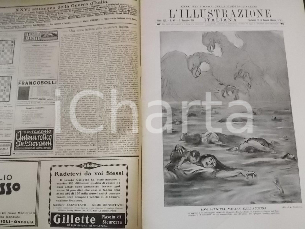 Giornale, rivista storica 1915  WW1 L ILLUSTRAZIONE ITALIANA Conquista del COL DI LANA Sovracoperta 1