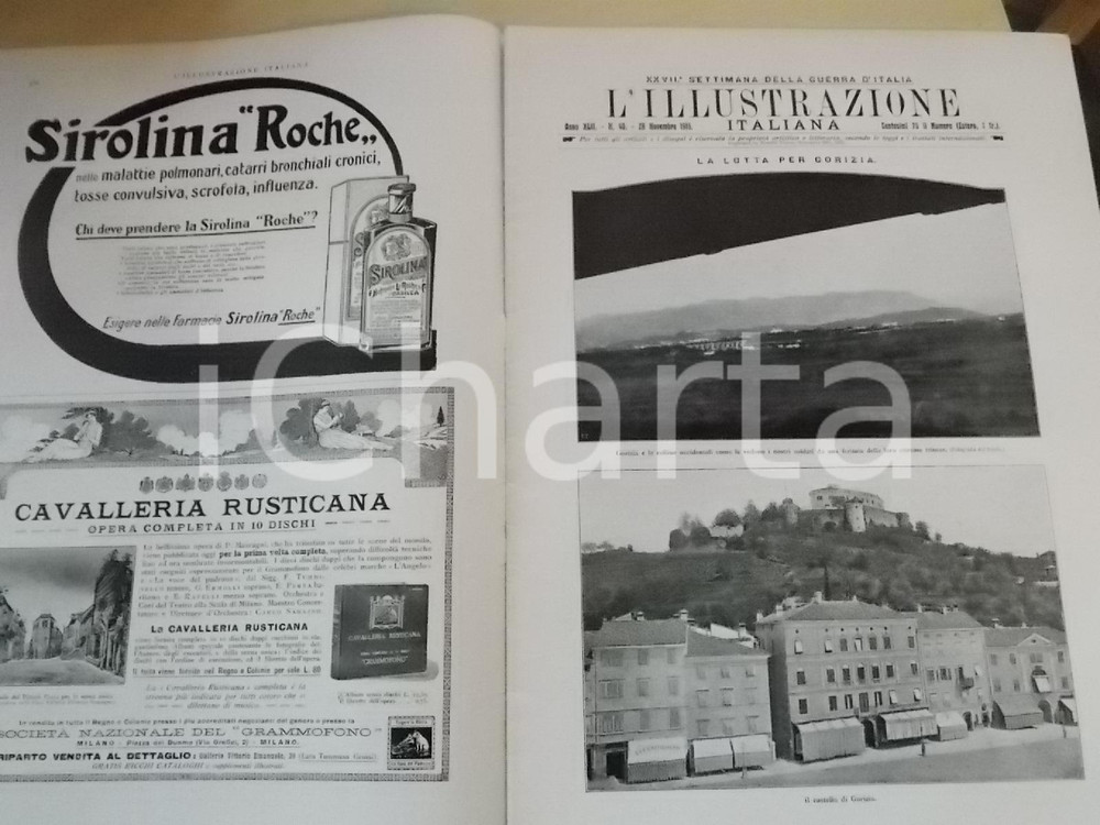 Giornale, rivista storica 1915  WW1 L ILLUSTRAZIONE ITALIANA La lotta per Gorizia Sovracoperta nÂ° 48 1
