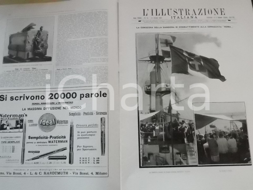 Giornale, rivista storica 1909 L ILLUSTRAZIONE ITALIANA Primo aerostato sul BOSFORO  Sovracoperta n. 41 1