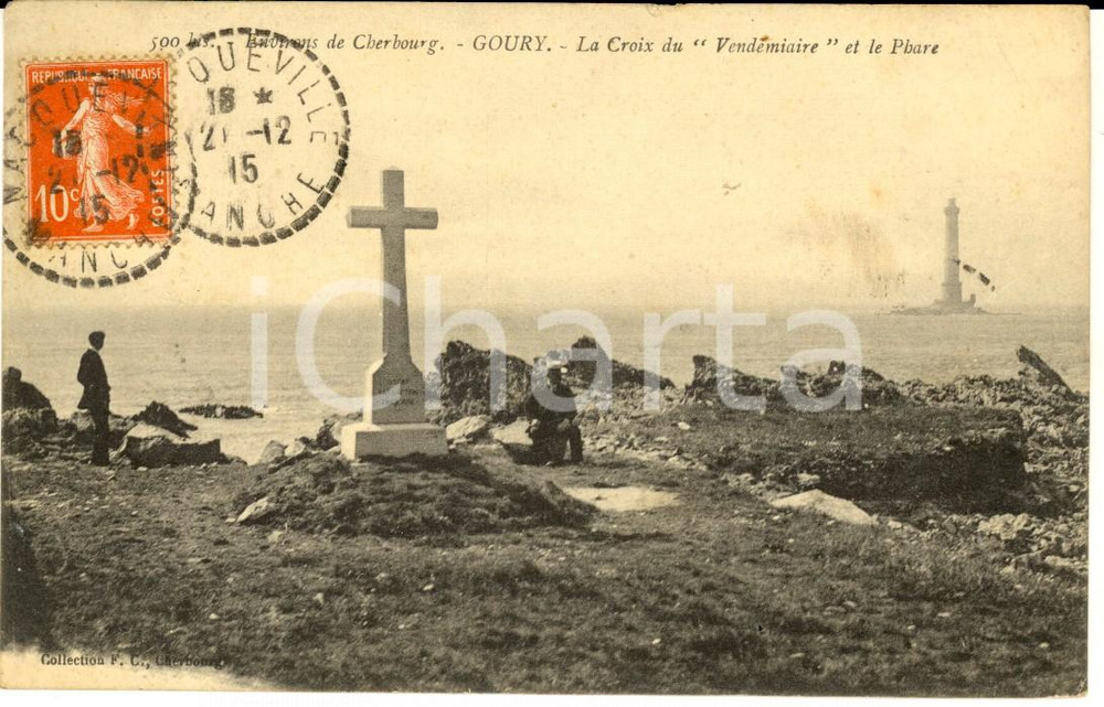 Cartolina originale da collezione 1915 GOURY FRANCE La Croix du Vendemiaire et le Phare Carte postale 1