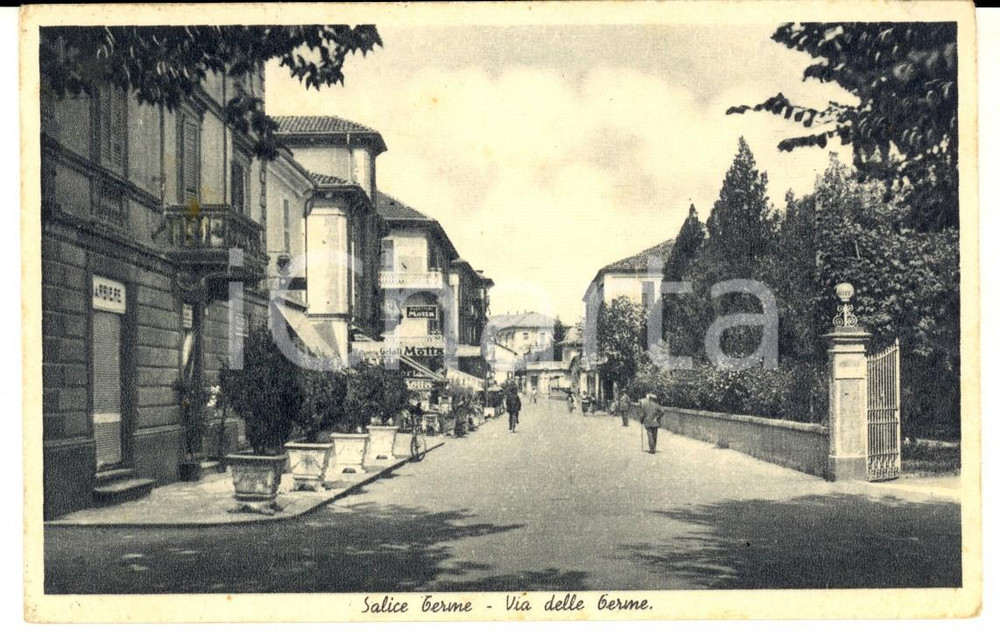 Cartolina originale da collezione 1944 SALICE TERME PV Via alle terme Cartolina pubblicitÃ  GELATI MOTTA FP VG 1