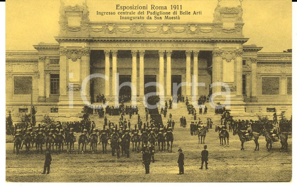 Cartolina originale da collezione 1911 ROMA Esposizione  Padiglione BELLE ARTI inaugurato dal Re Cartolina 1