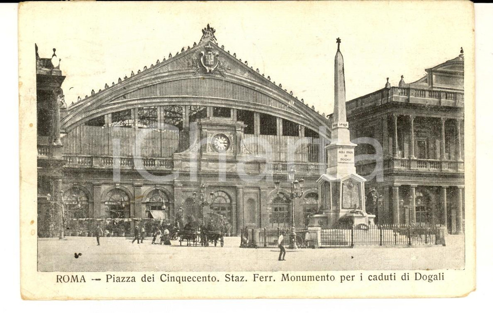 Cartolina originale da collezione 1915 ROMA Piazza dei Cinquecento  Monumento Caduti DOGALI Cartolina FP VG 1