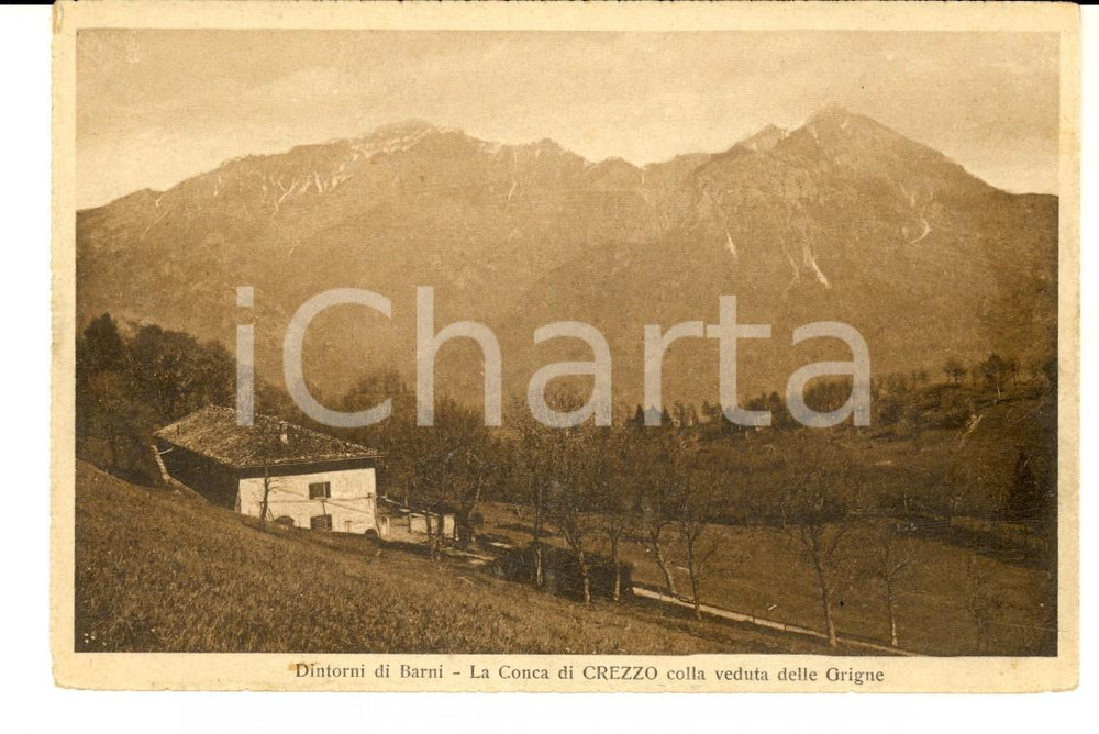 Cartolina originale da collezione 1930 ca BARNI CO Conca di CREZZO e veduta delle GRIGNE Cartolina postale FP 1