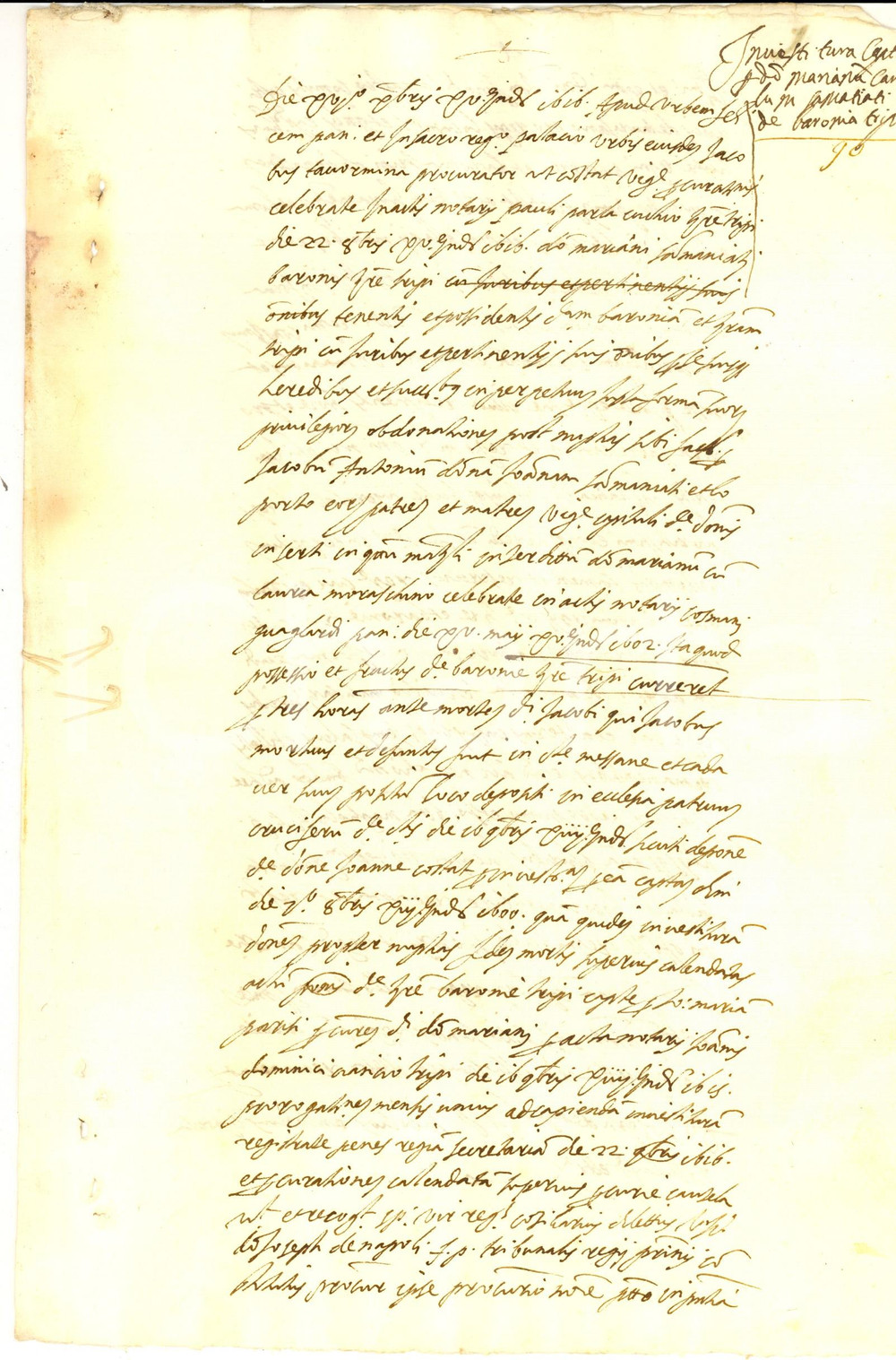 Documento originale, autentico 1616 PALERMO Atto di investitura barone Carlo Mariano SAMMANIATI Manoscritto 1