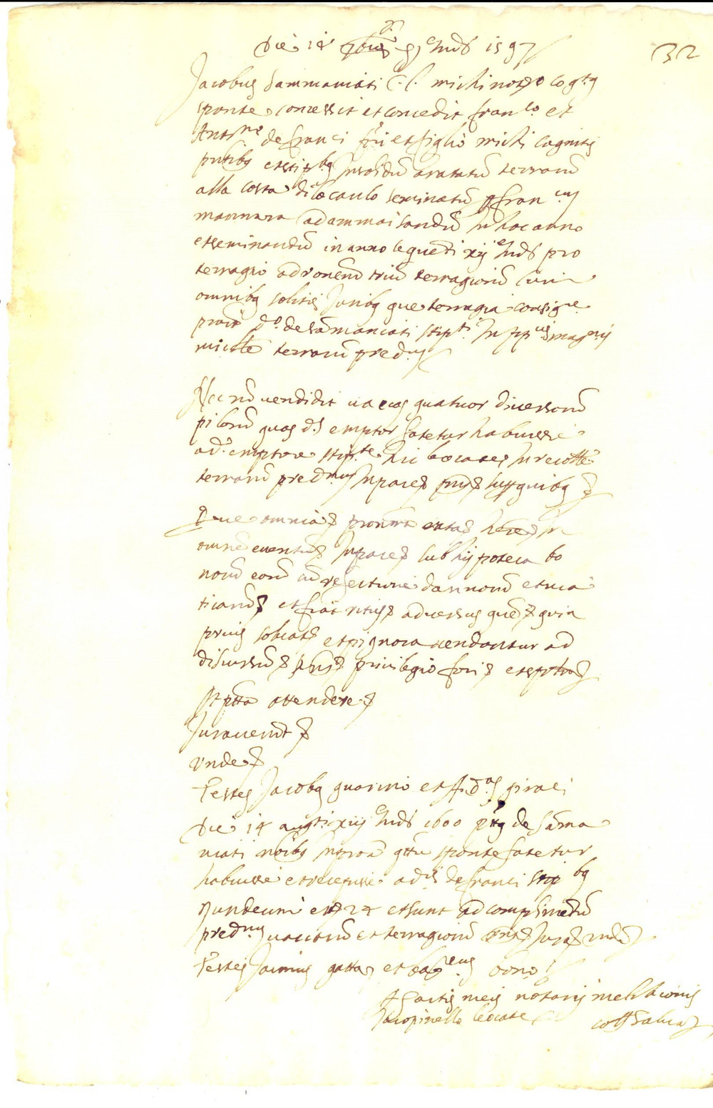 1597 PALERMO Concessione terra Jacopo SAMMANIATI a Francesco e Antonio DE FRANCI