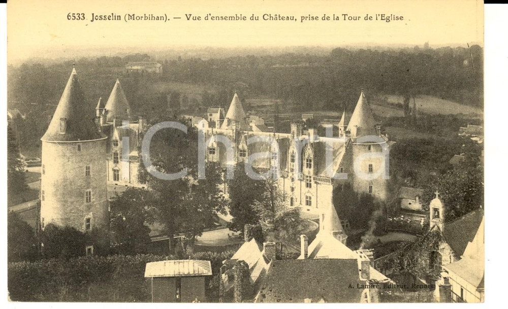 Cartolina originale da collezione 1910 ca JOSSELIN F Vue d ensemble du chateau, prise de l Ã©glise Carte postale 1