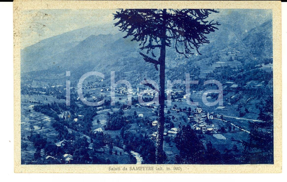 Cartolina originale da collezione 1950 SAMPEYRE CN Veduta panoramica del paese Cartolina FP VG 1