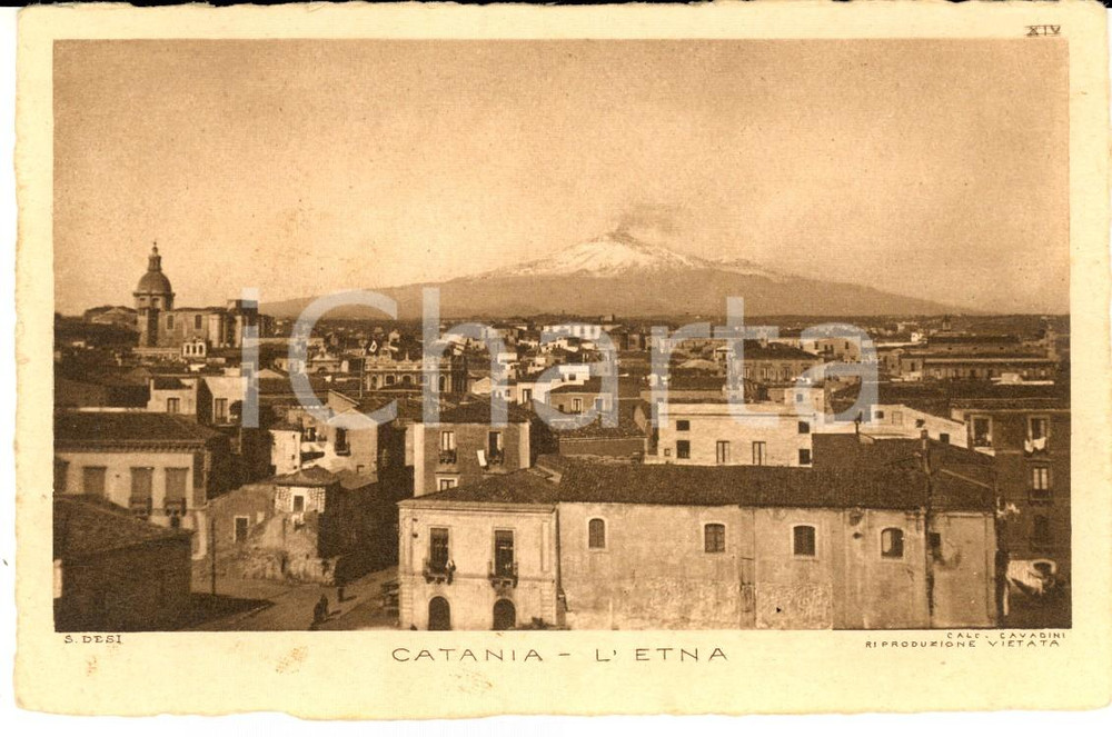 Cartolina originale da collezione 1930 ca CATANIA Veduta con l ETNA in attivitÃ  Cartolina postale FP NV 1