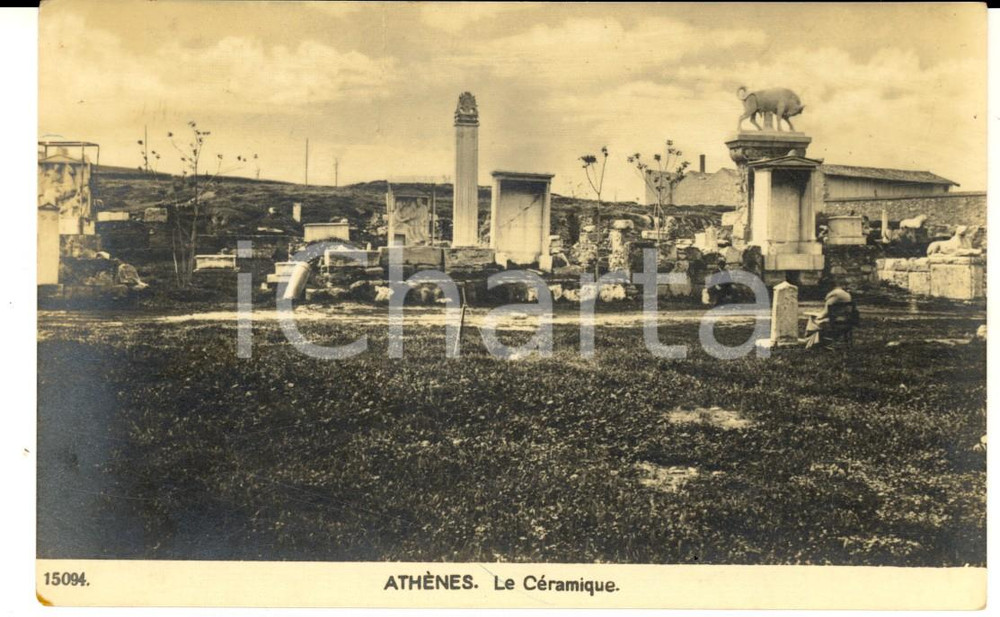 Cartolina originale da collezione 1920 ca ATENE Necropoli del CERAMICO  Cartolina postale ed. MARINAROS MIRACHIA 1