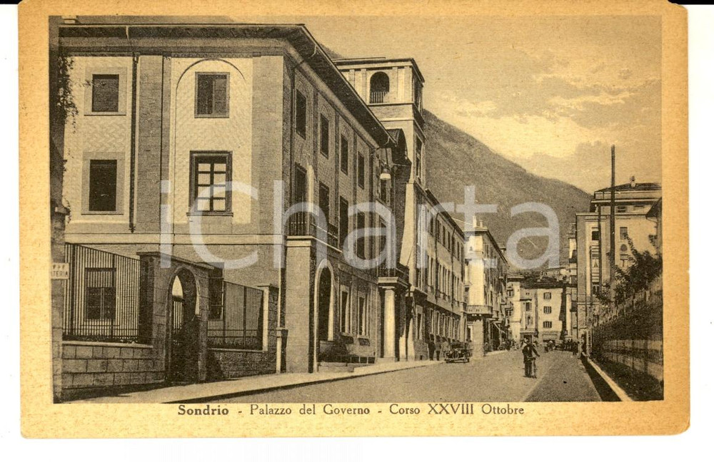 Cartolina originale da collezione 1941 SONDRIO Palazzo del Governo  Corso XXVIII Ottobre Cartolina ANIMATA FP NV 1