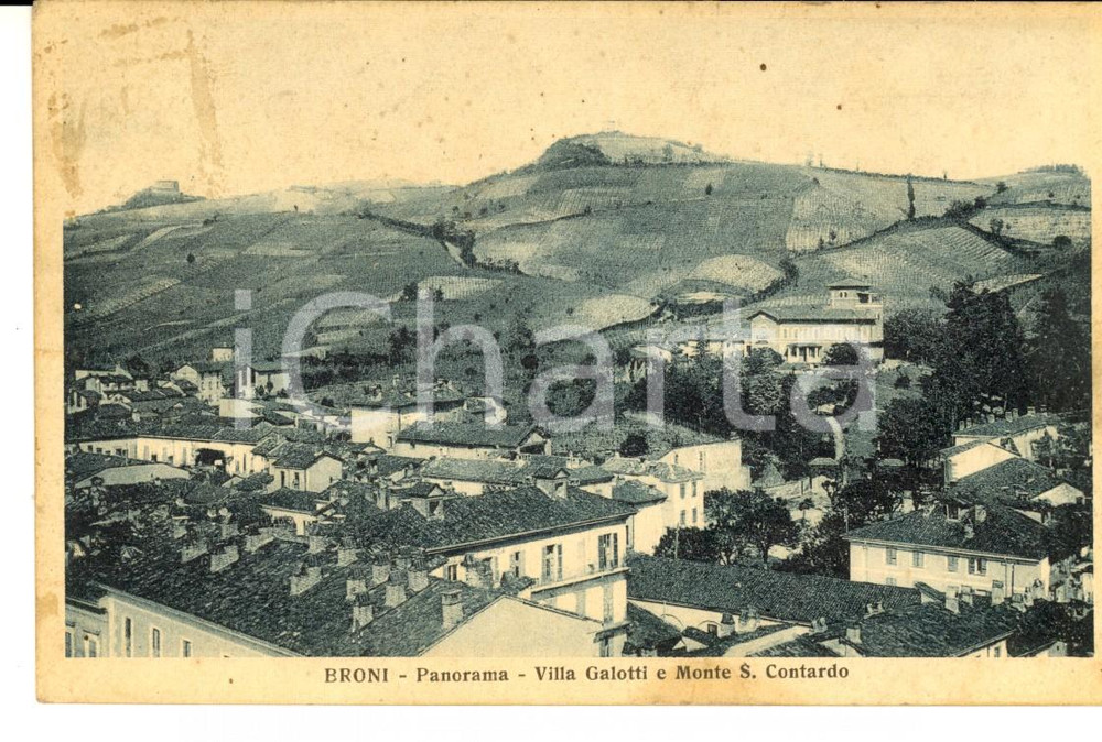 Cartolina originale da collezione 1926 BRONI PV Villa GALOTTI e monte SAN CONTARDO Cartolina FP VG 1