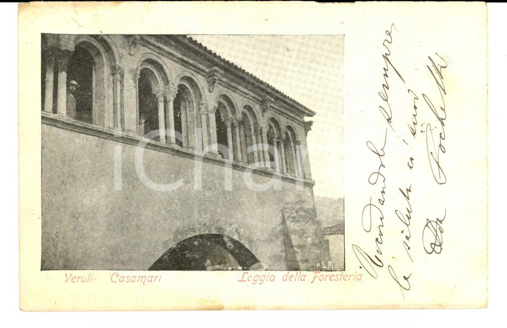 Cartolina originale da collezione 1905 VEROLI FR La loggia della foresteria nell abbazia di CASAMARI FP VG 1