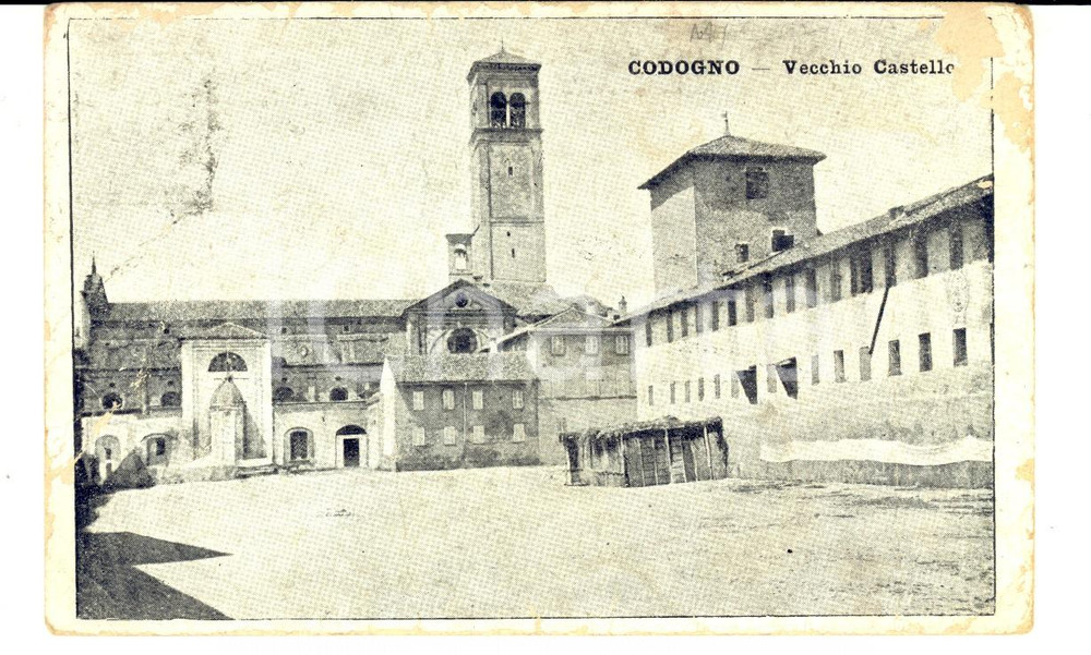 Cartolina originale da collezione 1918 CODOGNO LO Vecchio Castello Cartolina FP VG DANNEGGIATA 1