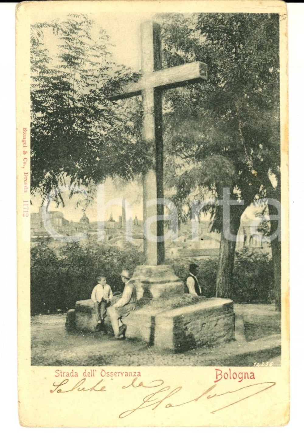 Cartolina originale da collezione 1901 BOLOGNA Strada dell OSSERVANZA Cartolina postale ANIMATA FP VG 1