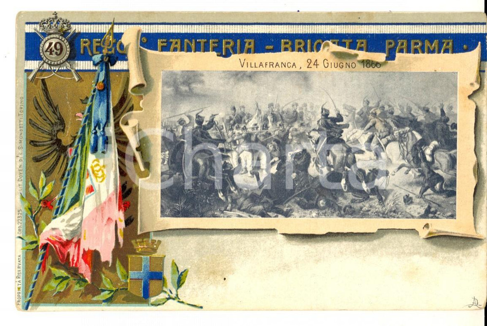 Cartolina originale da collezione 1900 ca REGIO ESERCITO 49° Reggimento Fanteria  BRIGATA PARMA Cartolina FP 1