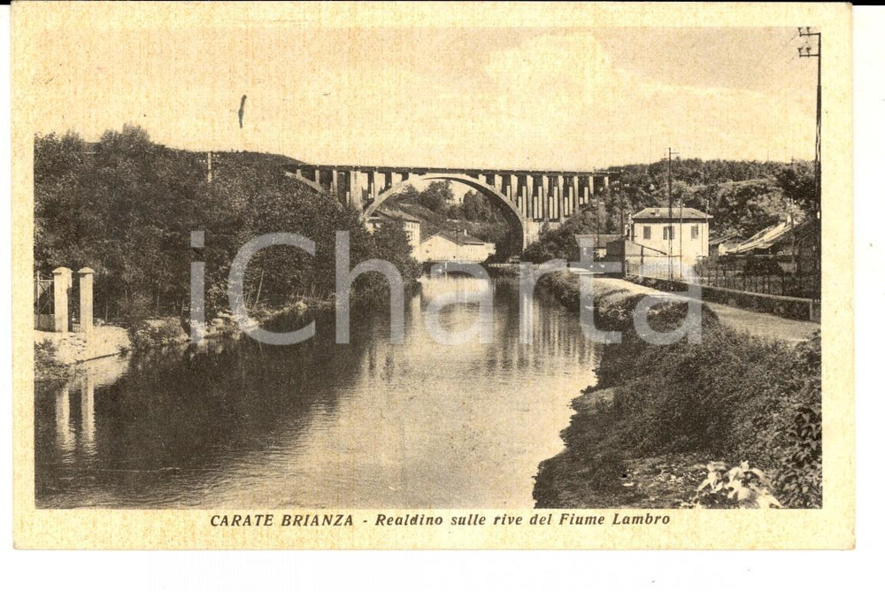 Cartolina originale da collezione 1952 CARATE BRIANZA MB Realdino sulle rive del fiume LAMBRO Cartolina FP VG 1