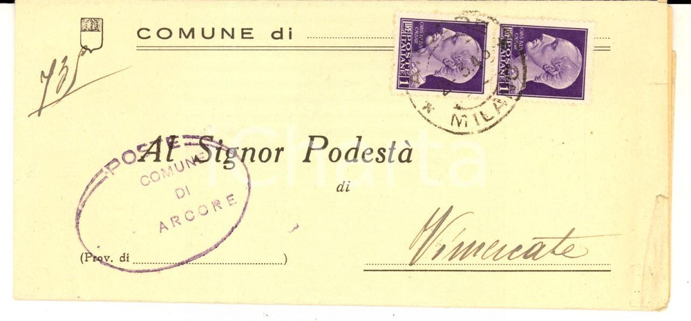 Cartolina originale da collezione 1946 STORIA POSTALE REPUBBLICA Affrancatura striscia Lire 1 imperiale Cesare 1