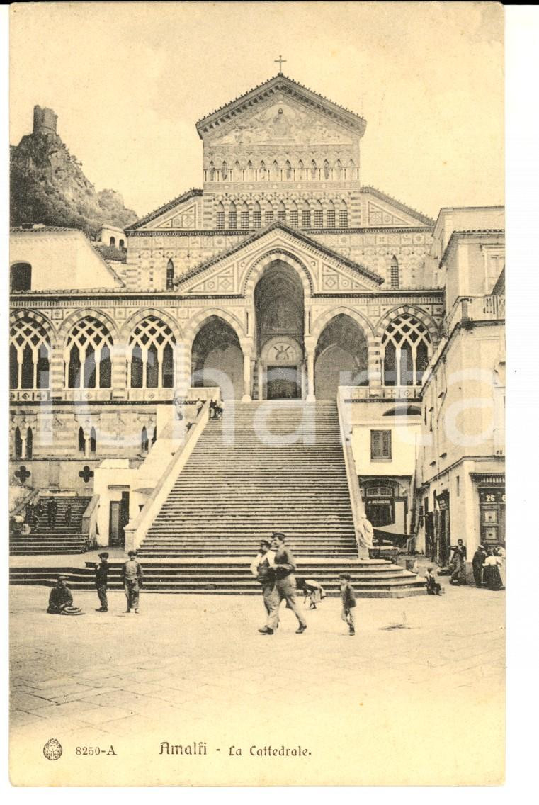Cartolina originale da collezione 1906 AMALFI SA Veduta della cattedrale Cartolina postale ANIMATA FP VG 1