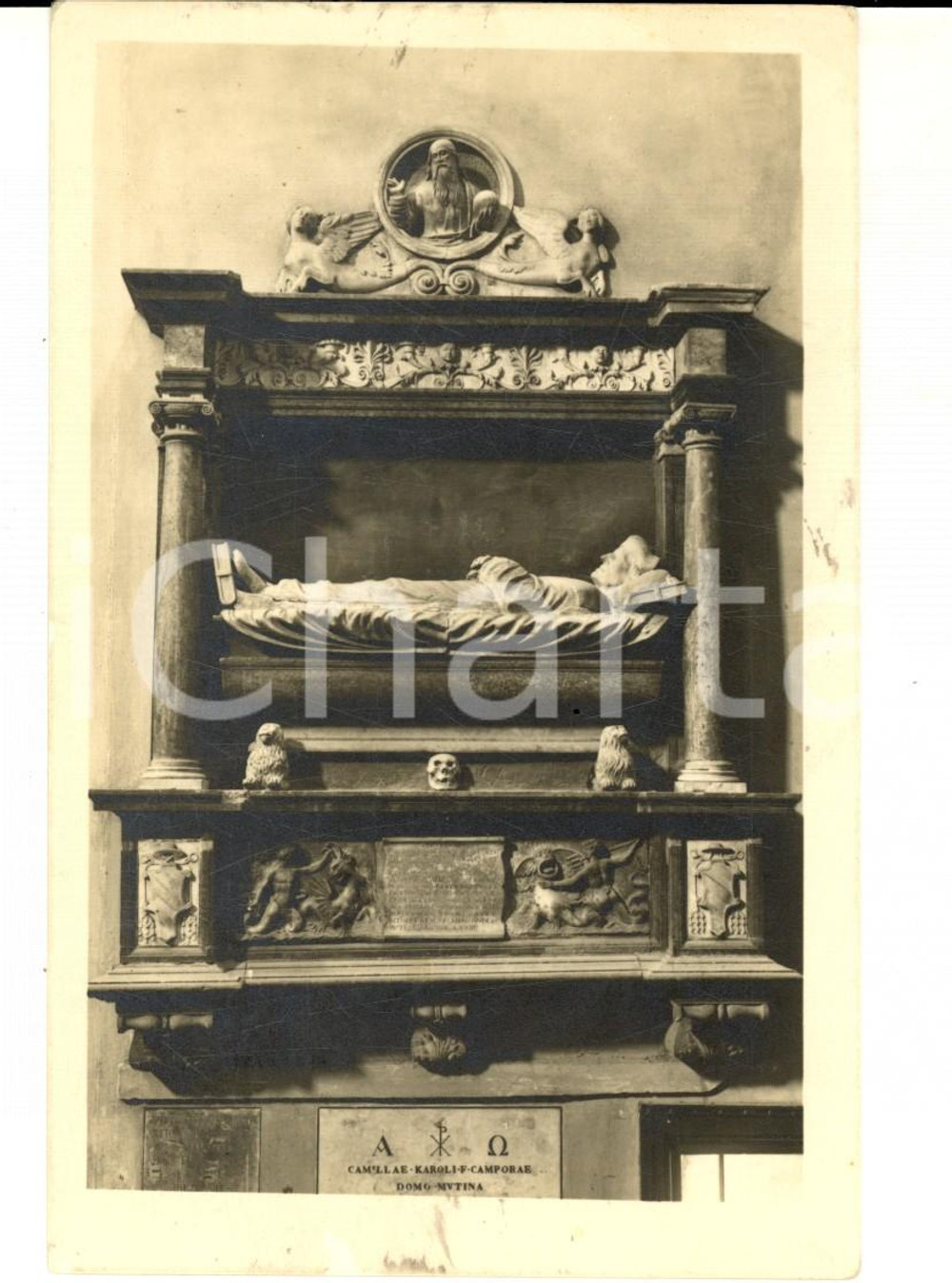 Cartolina originale da collezione 1942 REGGIO EMILIA Basilica di SAN PROSPERO  Monumento a RUFFINO Cartolina 1