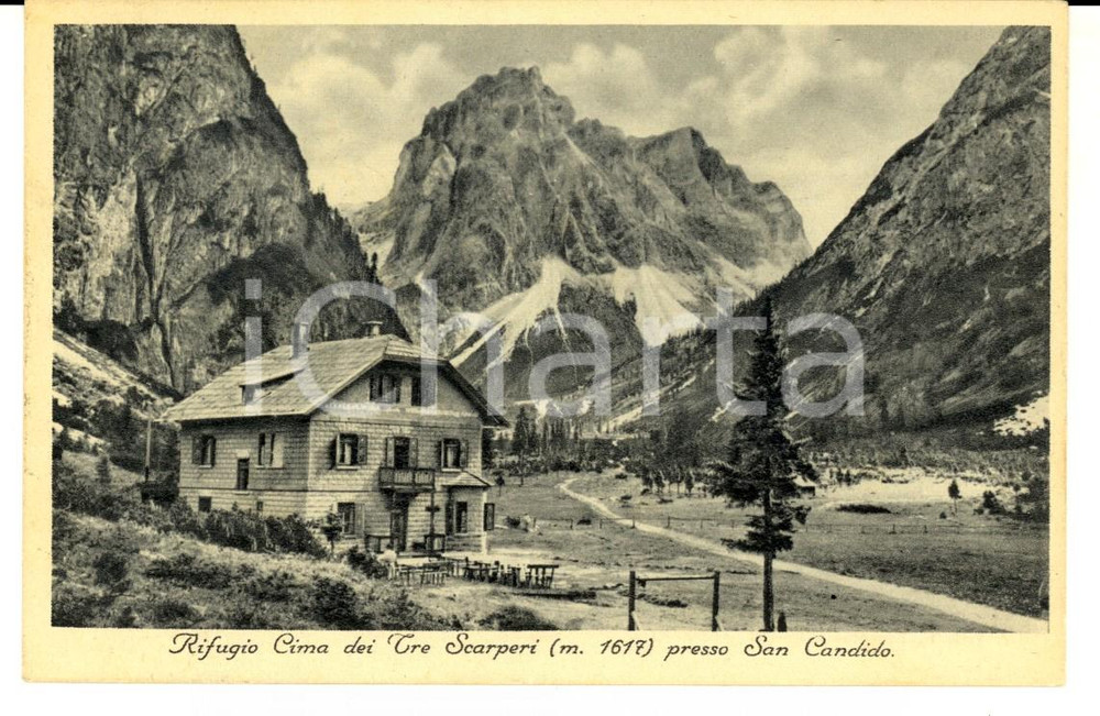 Cartolina originale da collezione 1937 SAN CANDIDO BZ Rifugio CIMA DEI TRE SCARPERI Cartolina FP VG 1