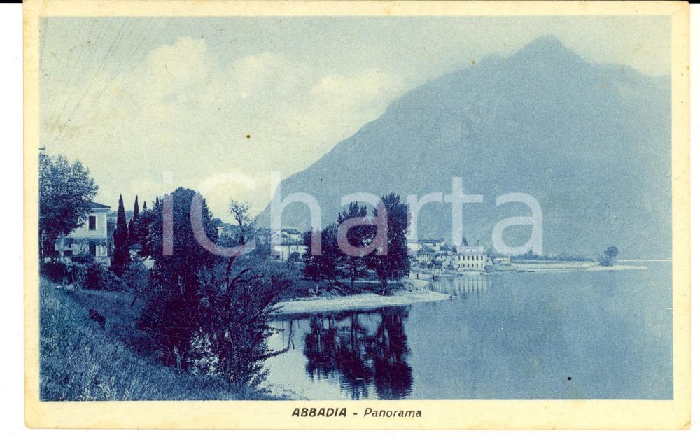 Cartolina originale da collezione 1937 ABBADIA LARIANA LC Panorama con il lago Cartolina postale FP VG 1