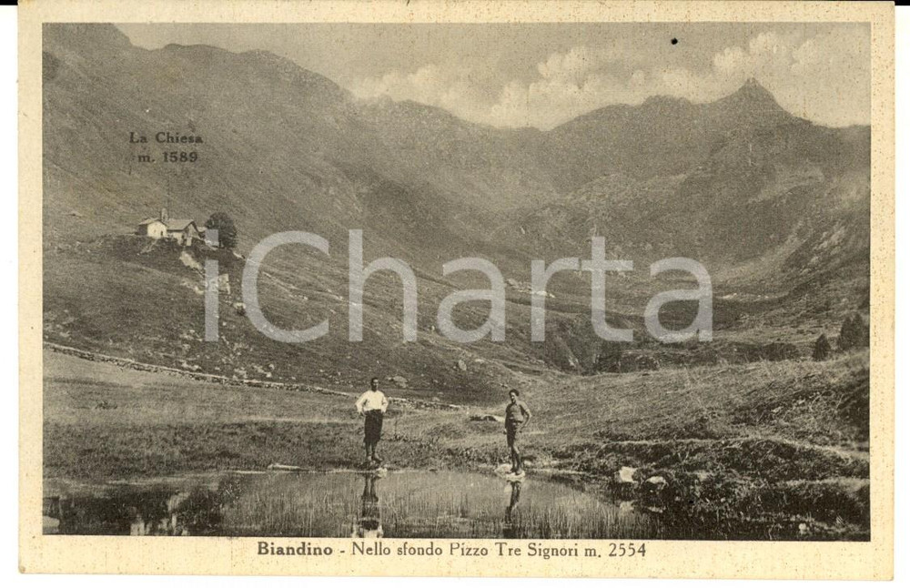 Cartolina originale da collezione 1952 VAL BIANDINO LC Panorama con il PIZZO TRE SIGNORI Cartolina ANIMATA FP 1
