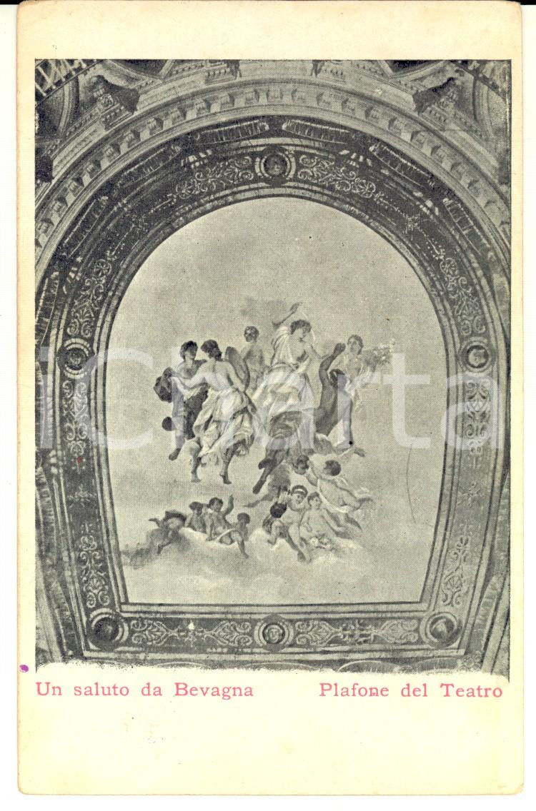 Cartolina originale da collezione 1900 ca BEVAGNA PG Plafone del Teatro Cartolina postale FP 1