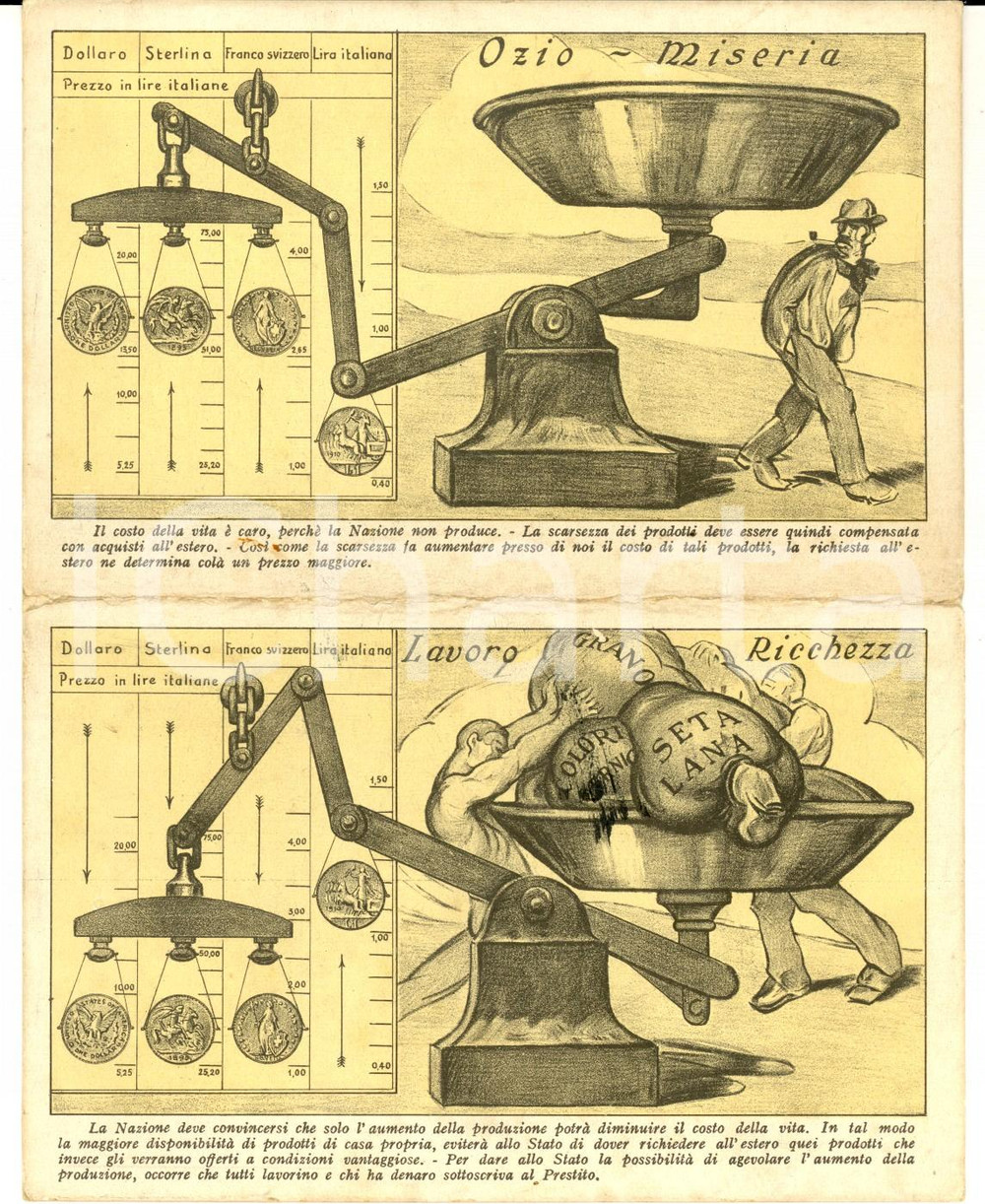 Cartolina originale da collezione 1919 PRESTITO NAZIONALE Biglietto di sottoscrizione OZIO  MISERIA 1