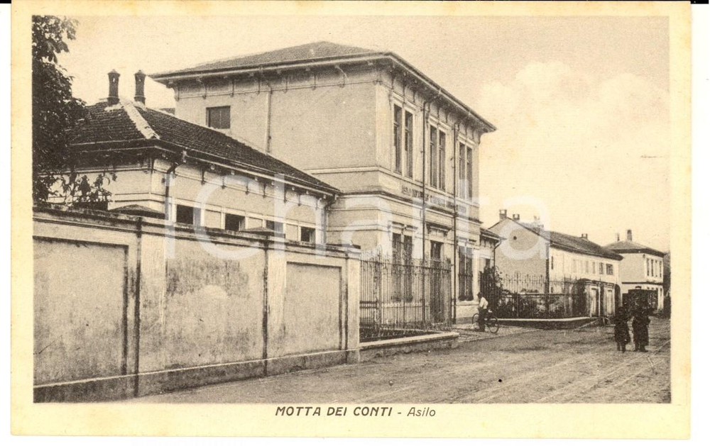 Cartolina originale da collezione 1930 ca MOTTA DEI CONTI VC Veduta dell asilo Cartolina ANIMATA FP NV 1