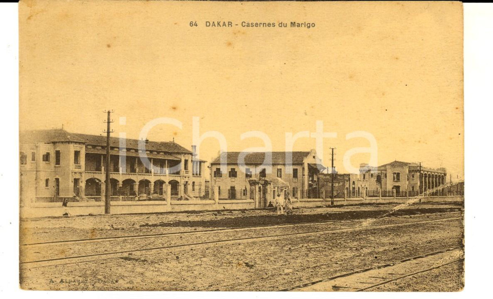 Cartolina originale da collezione 1931 DAKAR SENEGAL Casernes du MARIGO Carte postale ANIMEE 1