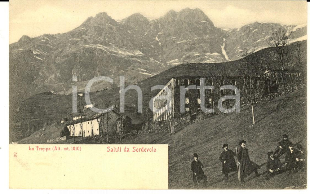Cartolina originale da collezione 1900 ca SORDEVOLO BI La Trappa Cartolina animata con gruppo maschile FP NV 1