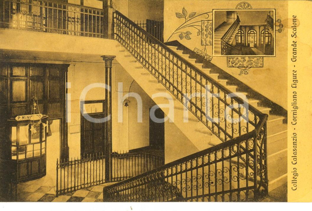 Cartolina originale da collezione 1930 ca GENOVA CORNIGLIANO Collegio CALASANZIO Grande scalone Cartolina FP NV 1