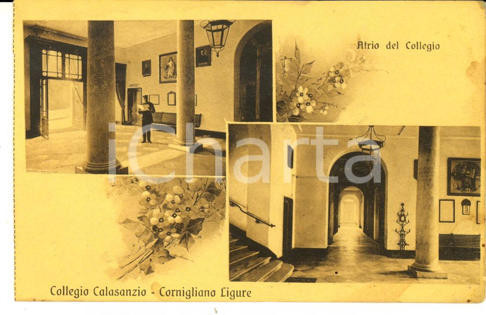 Cartolina originale da collezione 1930 ca GENOVA CORNIGLIANO Collegio CALASANZIO Atrio Cartolina postale FP NV 1