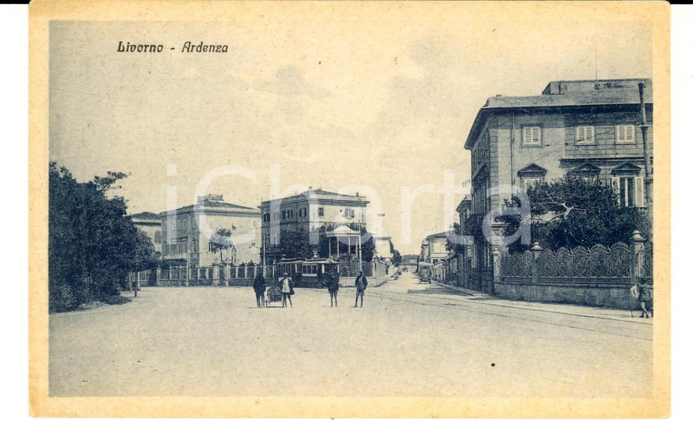 Cartolina originale da collezione 1915 ca LIVORNO Veduta dell Ardenza Cartolina ANIMATA con carretto FP NV 1