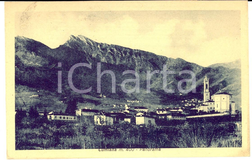 1938 CUMIANA (TO) Veduta panoramica *Cartolina postale FP VG