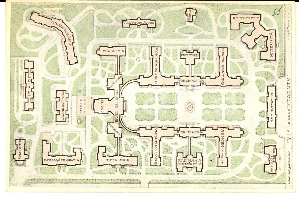 Cartolina originale da collezione 1940 ca BERGAMO Nuovo ospedale PRINCIPESSA DI PIEMONTE Cartolina FP NV 1