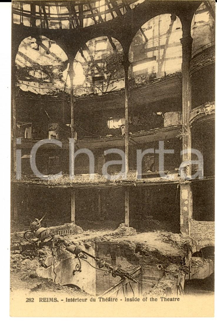 Cartolina originale da collezione 1920 ca GRANDE GUERRE REIMS F IntÃ©rieur du ThÃ©Ã¢tre Carte postale FP NV 1