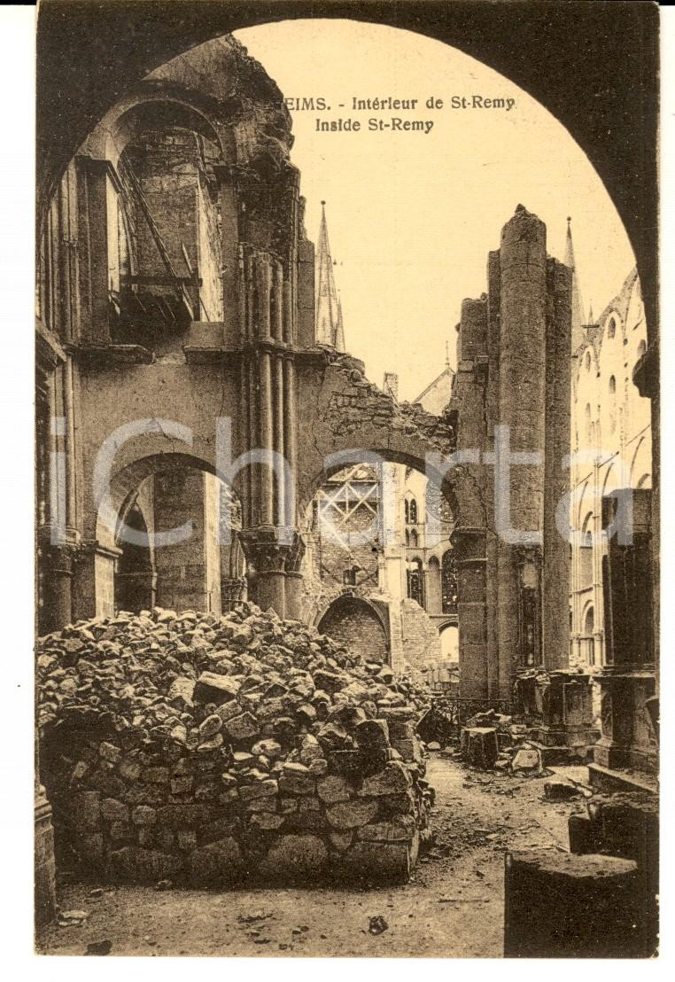 Cartolina originale da collezione 1920 ca GRANDE GUERRE REIMS F IntÃ©rieur de STREMY Carte postale FP NV 1