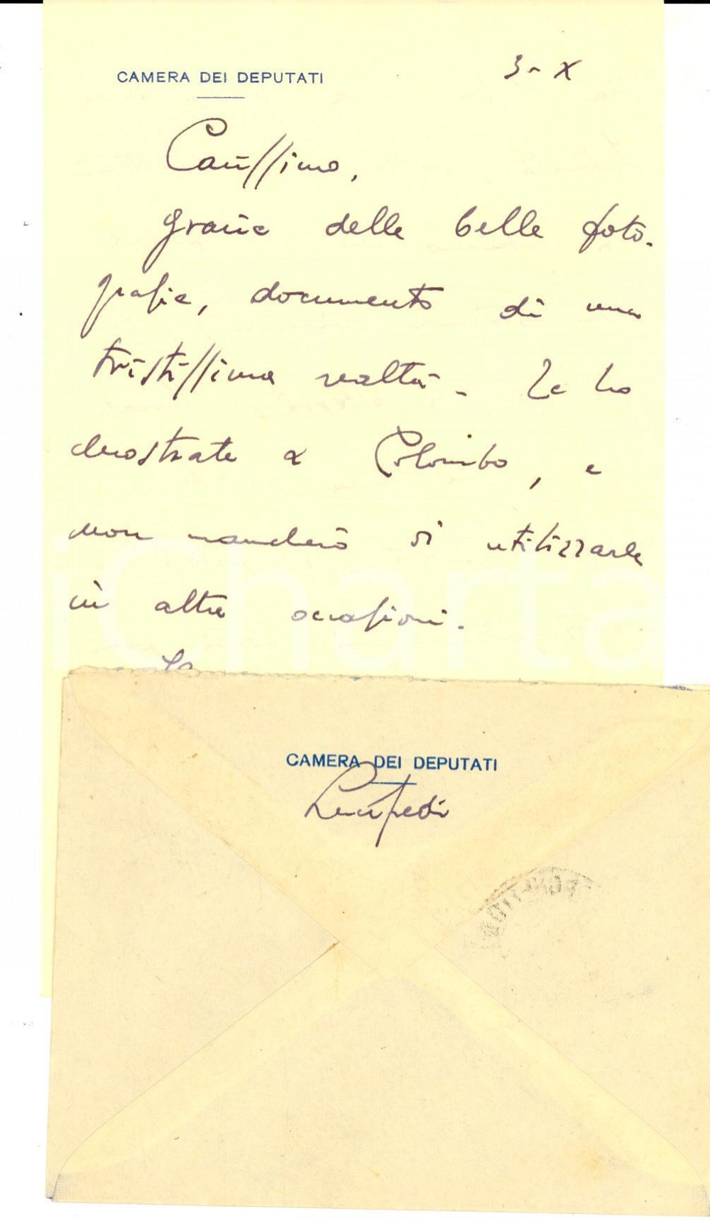 Autografo originale 1950 ROMA Roberto LUCIFREDI lieto per la riuscita di un convegno Autografo 1