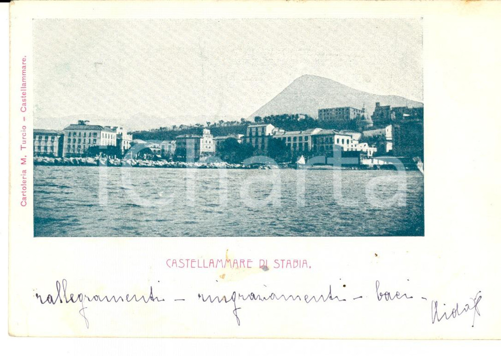 Cartolina originale da collezione 1901 CASTELLAMMARE DI STABIA NA Panorama con il VESUVIO Cartolina FP VG 1