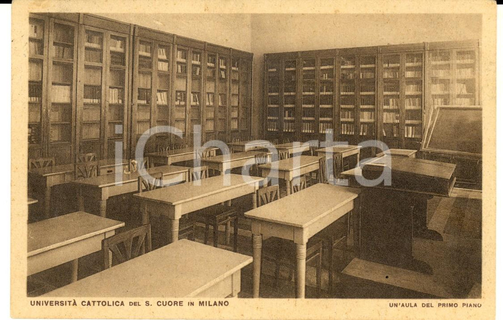 Cartolina originale da collezione 1924 MILANO Università Cattolica Sacro Cuore  Aula 1° piano Cartolina FP VG 1