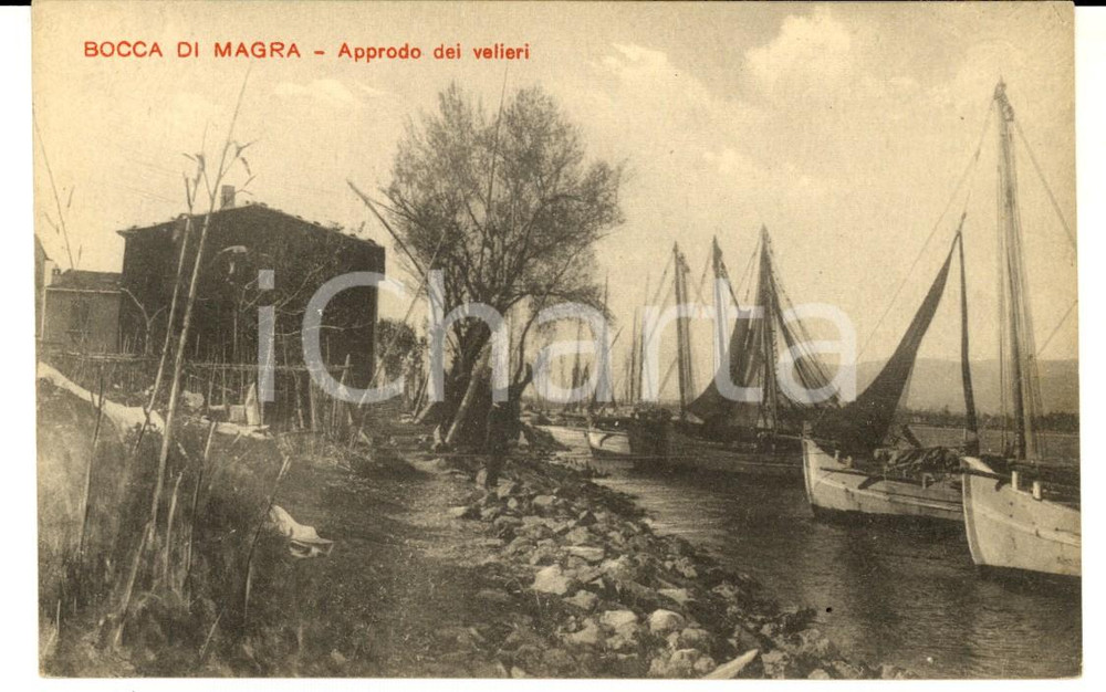 Cartolina originale da collezione 1918 BOCCA DI MAGRA SP Approdo dei velieri Cartolina postale FP NV 1