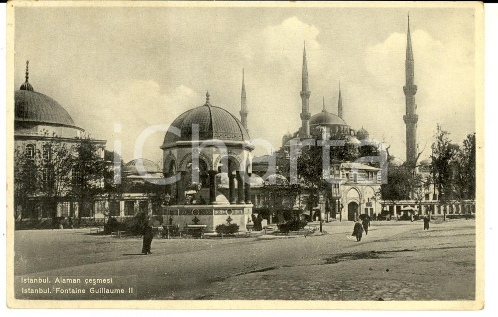 Cartolina originale da collezione 1950 ca ISTANBUL TURKEY Fontaine GUILLAUME II Carte postale VINTAGE 1