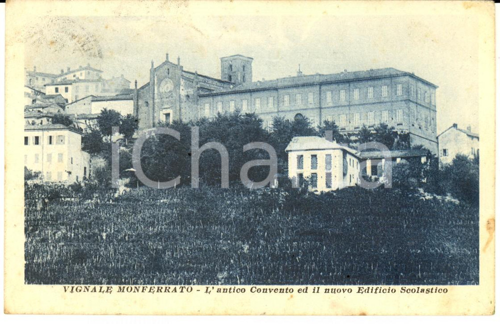 1921 VIGNALE MONFERRATO Antico convento e nuovo edificio scolastico *Cartolina