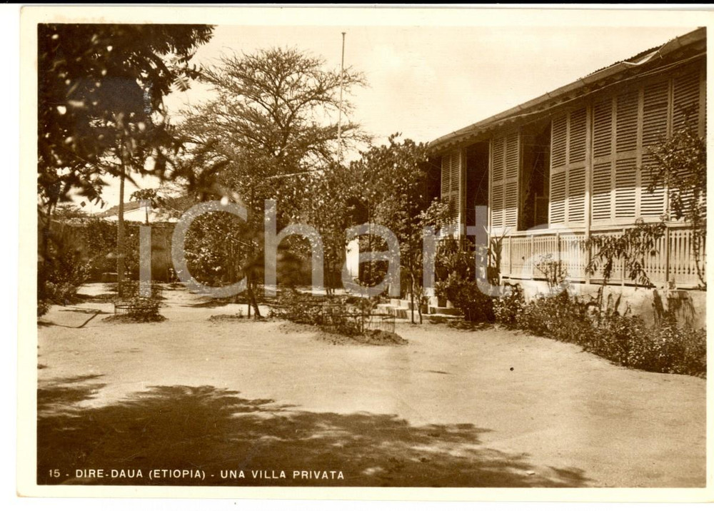 Cartolina originale da collezione 1937 DIRE DAUA ETIOPIA AOI Una villa privata Cartolina postale FG VG 1