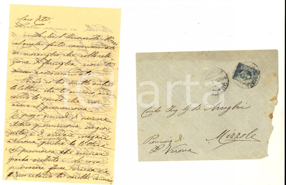 Manoscritto, lettera originale 1913 PADOVA Lettera a Giovanni Battista ARRIGHI per raccomandazione a deputato 1